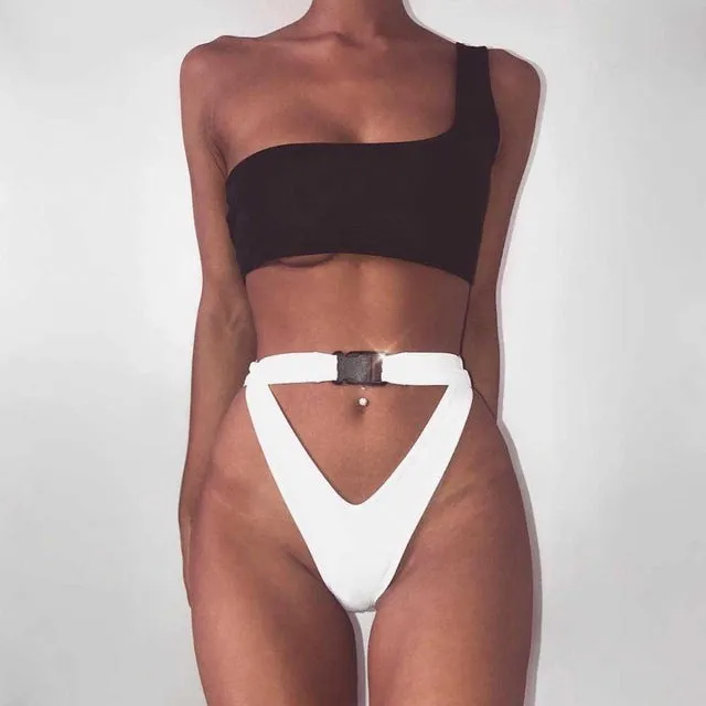 2018 Sexy Bikini Swimwear Women Swimsuit Brazilian Bikini Set Green Print Halter Top Beach wear Bathing Suits S-XL
