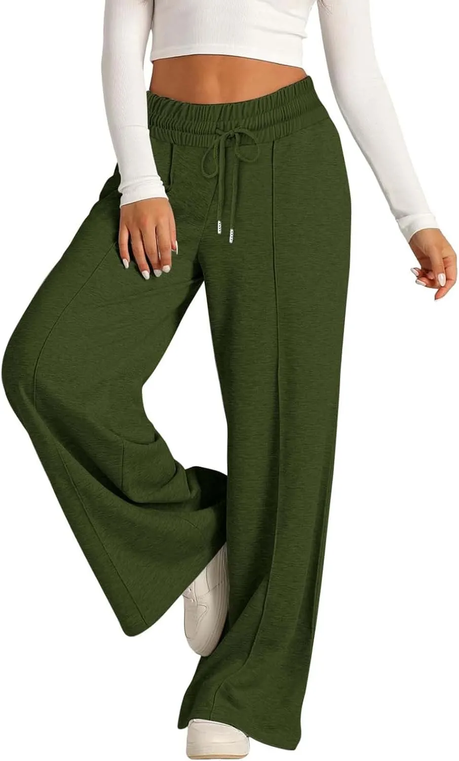 2025 Summer Womens Wide Leg Sweatpants Drawstring Elastic Waist Loose Fit Sports Trousers Casual Yoga Pants with Pockets
