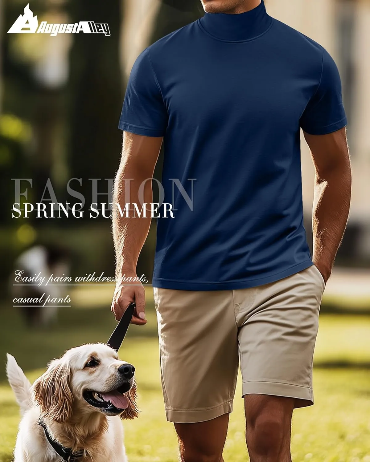 3 Pack Men's Turtleneck T Shirts, Cotton Short Sleeve Mock Neck Undershirt Summer Casual Basic Pullover Tops
