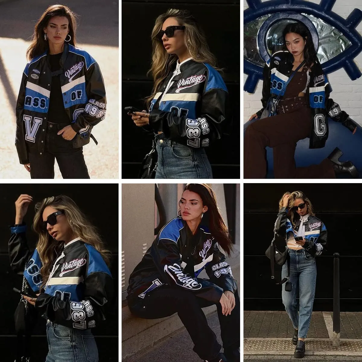 Aelfric Eden Men's Racing Jacket Oversized Varsity Jacket Nascar Leather Bomber Jacket Women Unisex Casual Coats