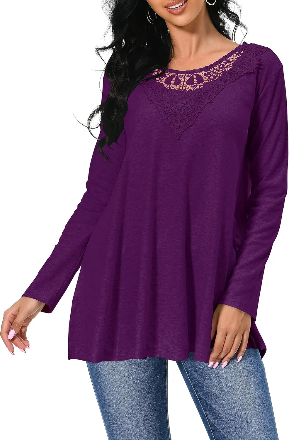 Afibi Shirts for Women Long Sleeve Casual Loose Fit Tunic Tops For Leggings