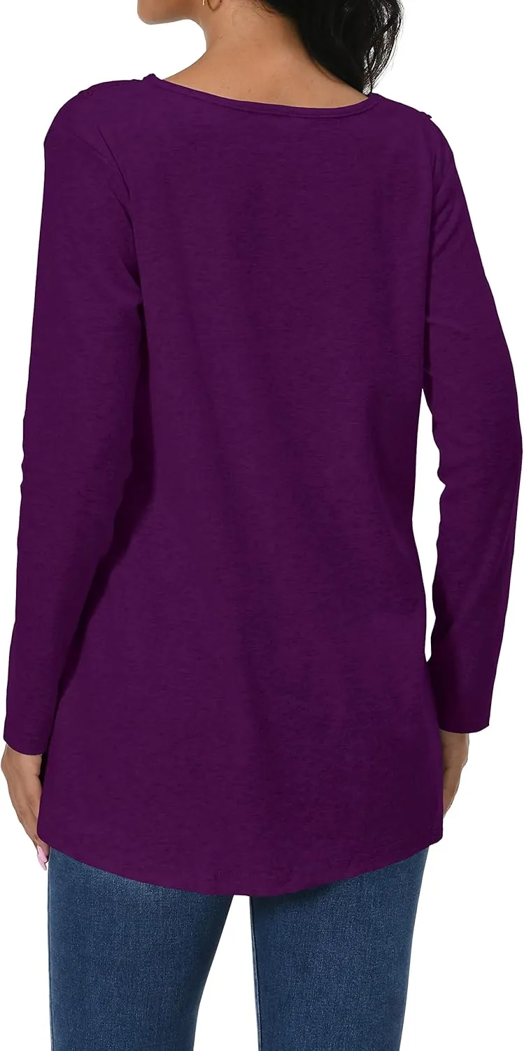 Afibi Shirts for Women Long Sleeve Casual Loose Fit Tunic Tops For Leggings