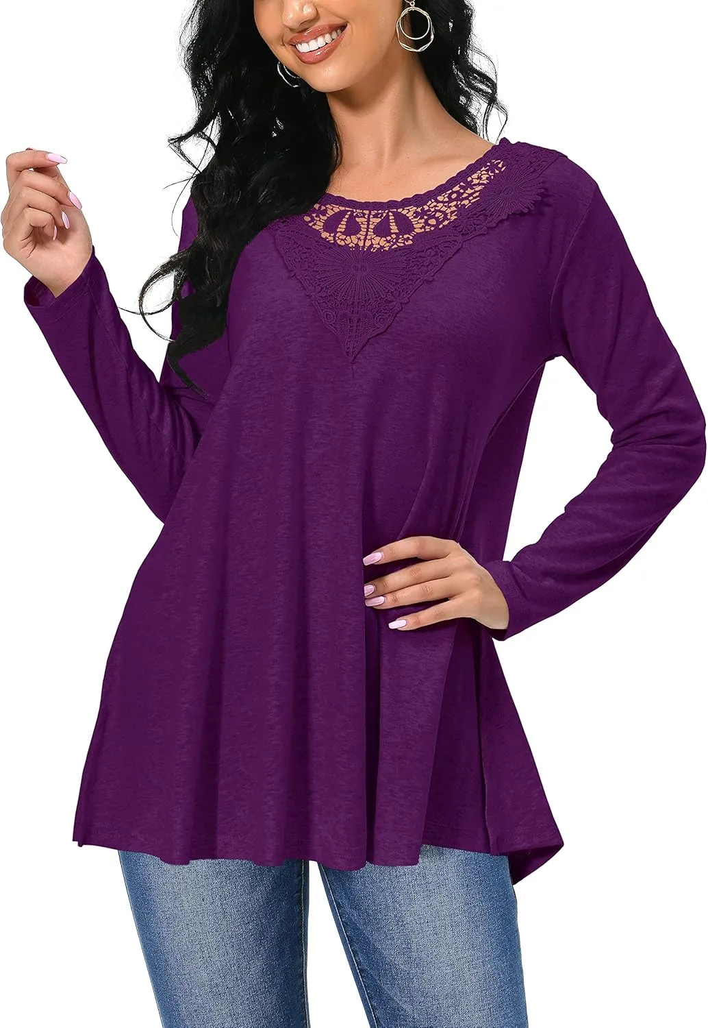 Afibi Shirts for Women Long Sleeve Casual Loose Fit Tunic Tops For Leggings