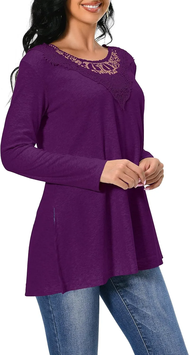 Afibi Shirts for Women Long Sleeve Casual Loose Fit Tunic Tops For Leggings