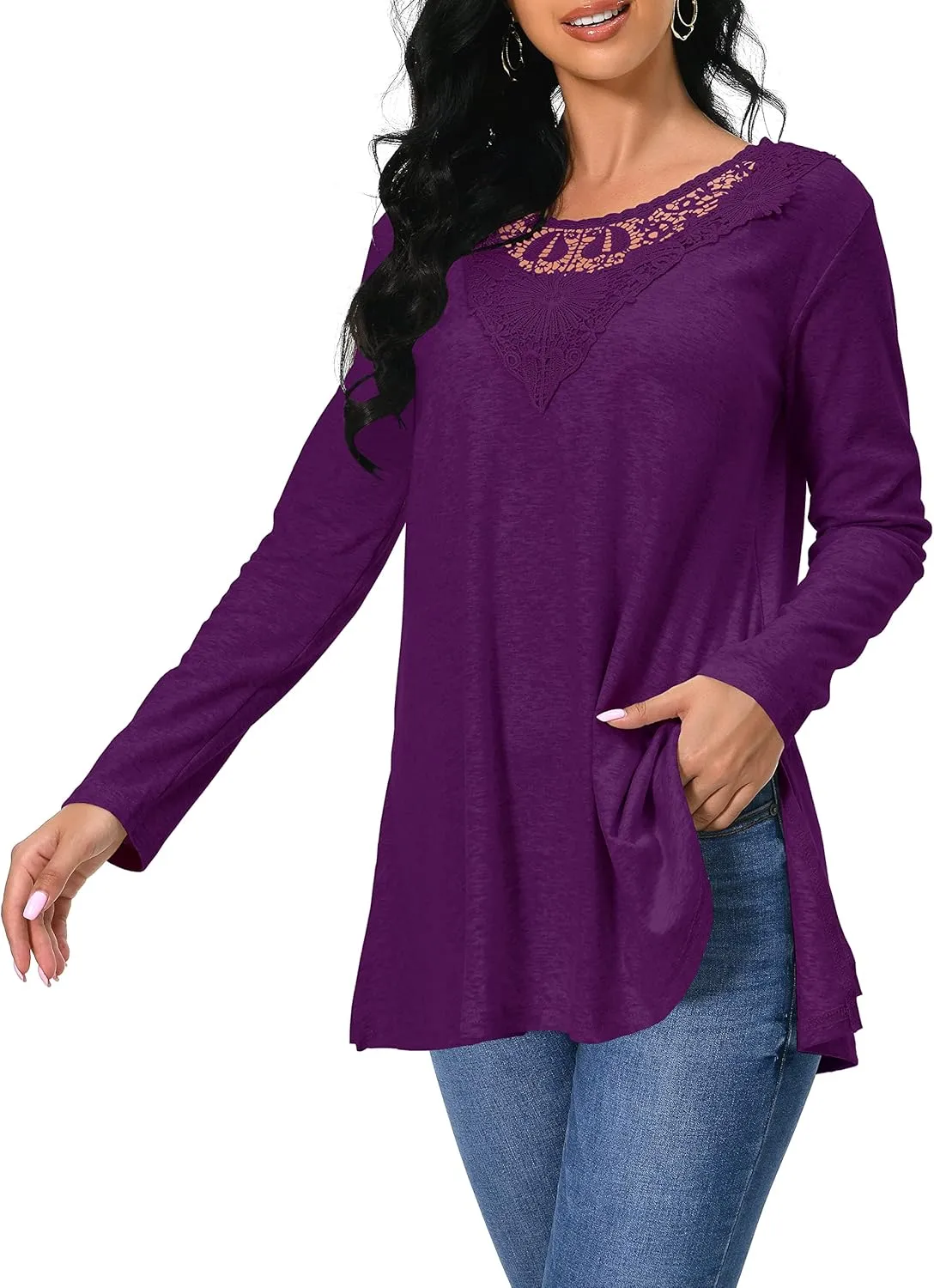 Afibi Shirts for Women Long Sleeve Casual Loose Fit Tunic Tops For Leggings