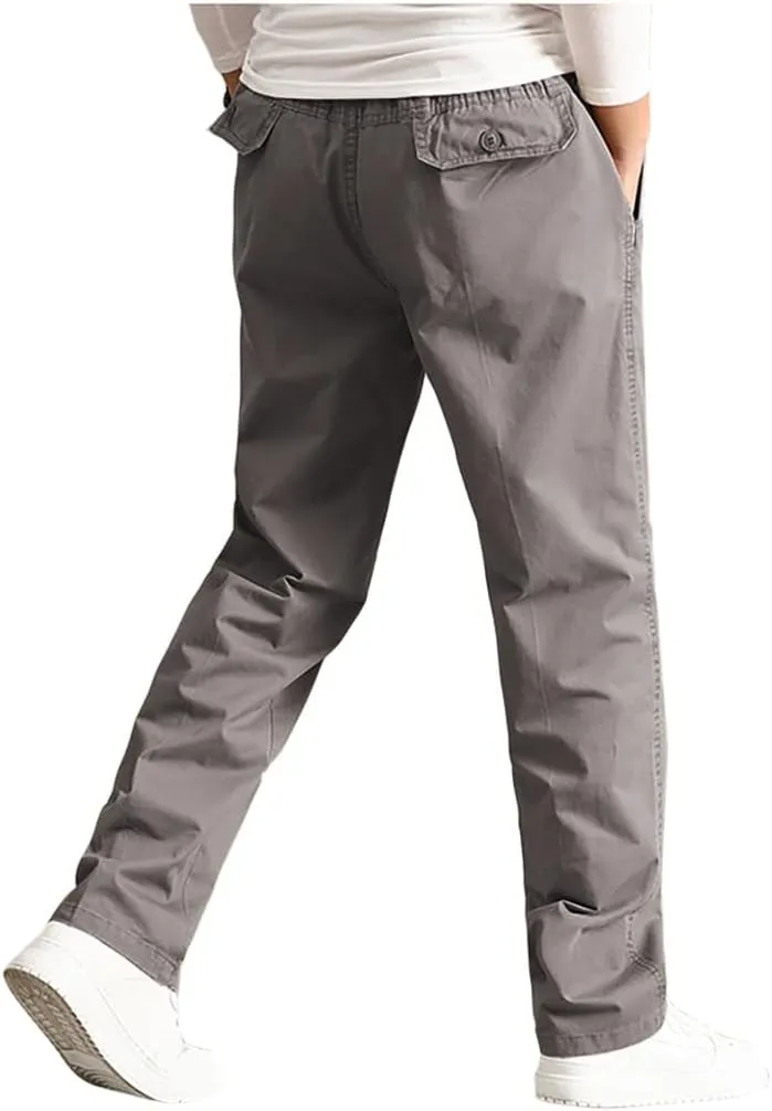 AIFARLD Mens Cargo Pants Elastic Waist Pants Sport Jogger Long Trousers for Hiking Fishing Running Workout