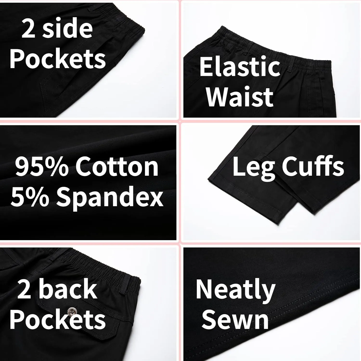 AIFARLD Mens Cargo Pants Elastic Waist Pants Sport Jogger Long Trousers for Hiking Fishing Running Workout