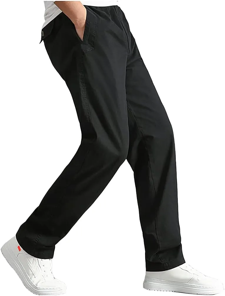 AIFARLD Mens Cargo Pants Elastic Waist Pants Sport Jogger Long Trousers for Hiking Fishing Running Workout