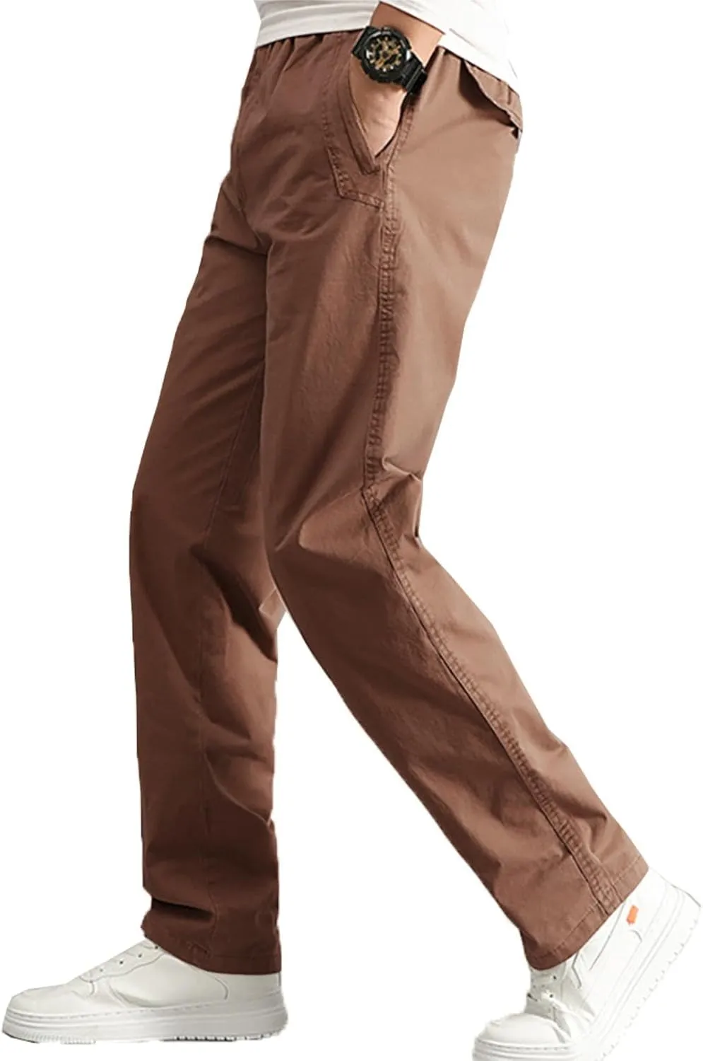 AIFARLD Mens Cargo Pants Elastic Waist Pants Sport Jogger Long Trousers for Hiking Fishing Running Workout