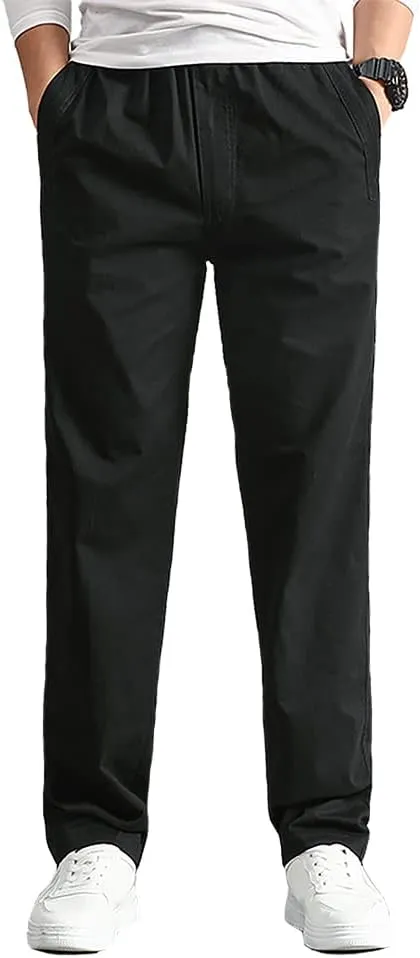 AIFARLD Mens Cargo Pants Elastic Waist Pants Sport Jogger Long Trousers for Hiking Fishing Running Workout