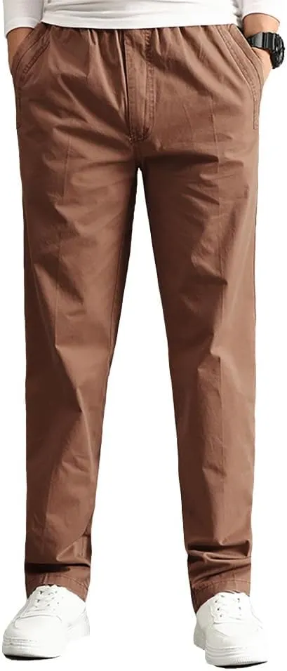 AIFARLD Mens Cargo Pants Elastic Waist Pants Sport Jogger Long Trousers for Hiking Fishing Running Workout