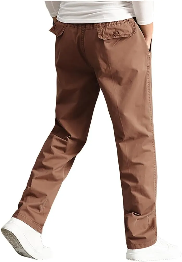 AIFARLD Mens Cargo Pants Elastic Waist Pants Sport Jogger Long Trousers for Hiking Fishing Running Workout