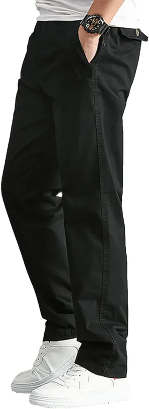 AIFARLD Mens Cargo Pants Elastic Waist Pants Sport Jogger Long Trousers for Hiking Fishing Running Workout