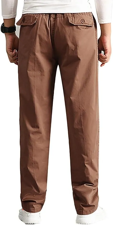 AIFARLD Mens Cargo Pants Elastic Waist Pants Sport Jogger Long Trousers for Hiking Fishing Running Workout