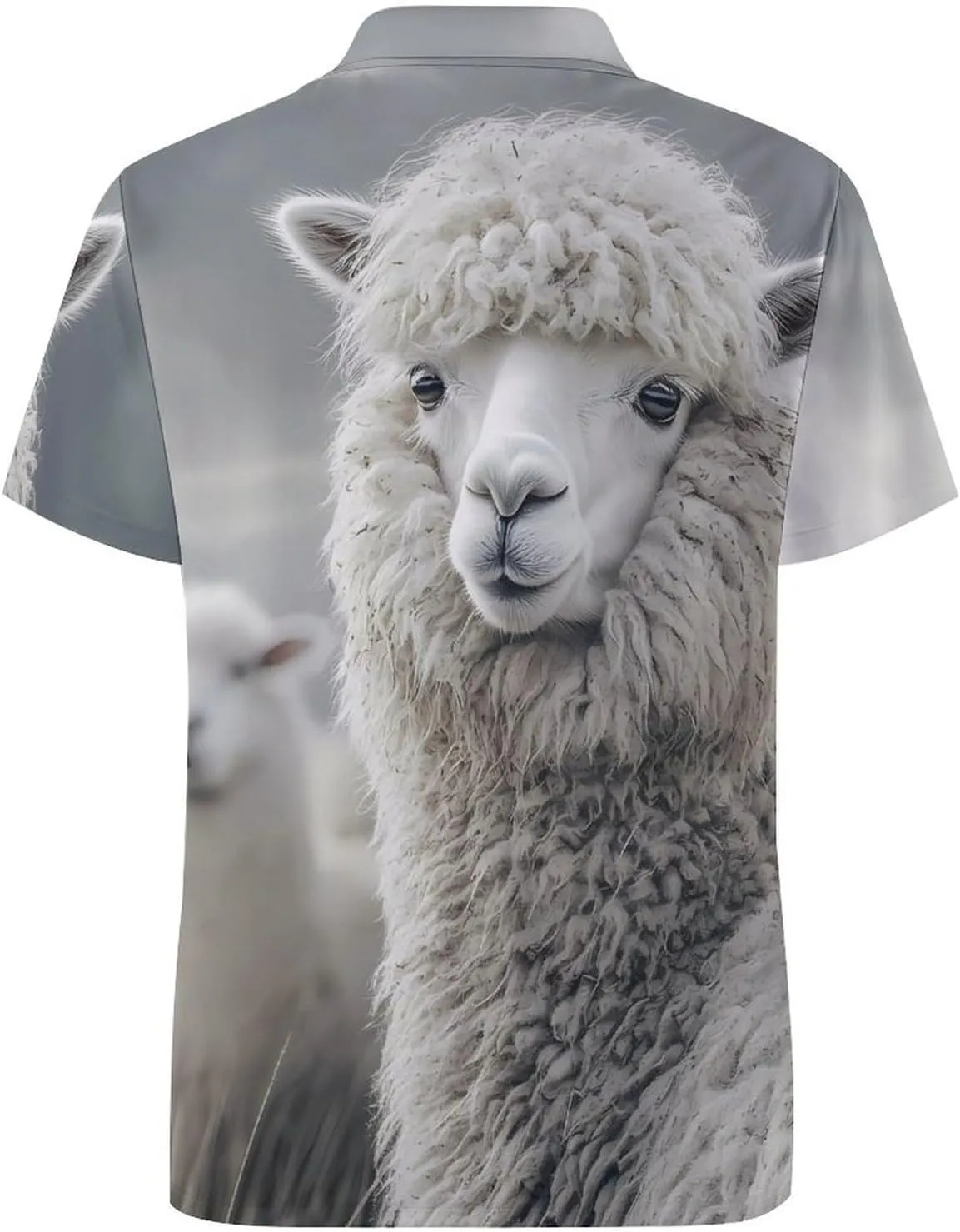 Alpaca Sheep Slim Fit Men's Short Sleeve Polo Shirts Quick-Dry Breathable Golf T-Shirt Tops