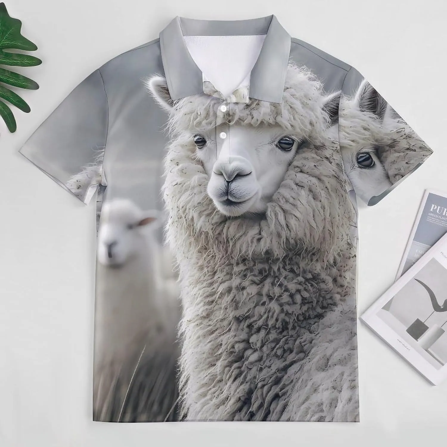 Alpaca Sheep Slim Fit Men's Short Sleeve Polo Shirts Quick-Dry Breathable Golf T-Shirt Tops