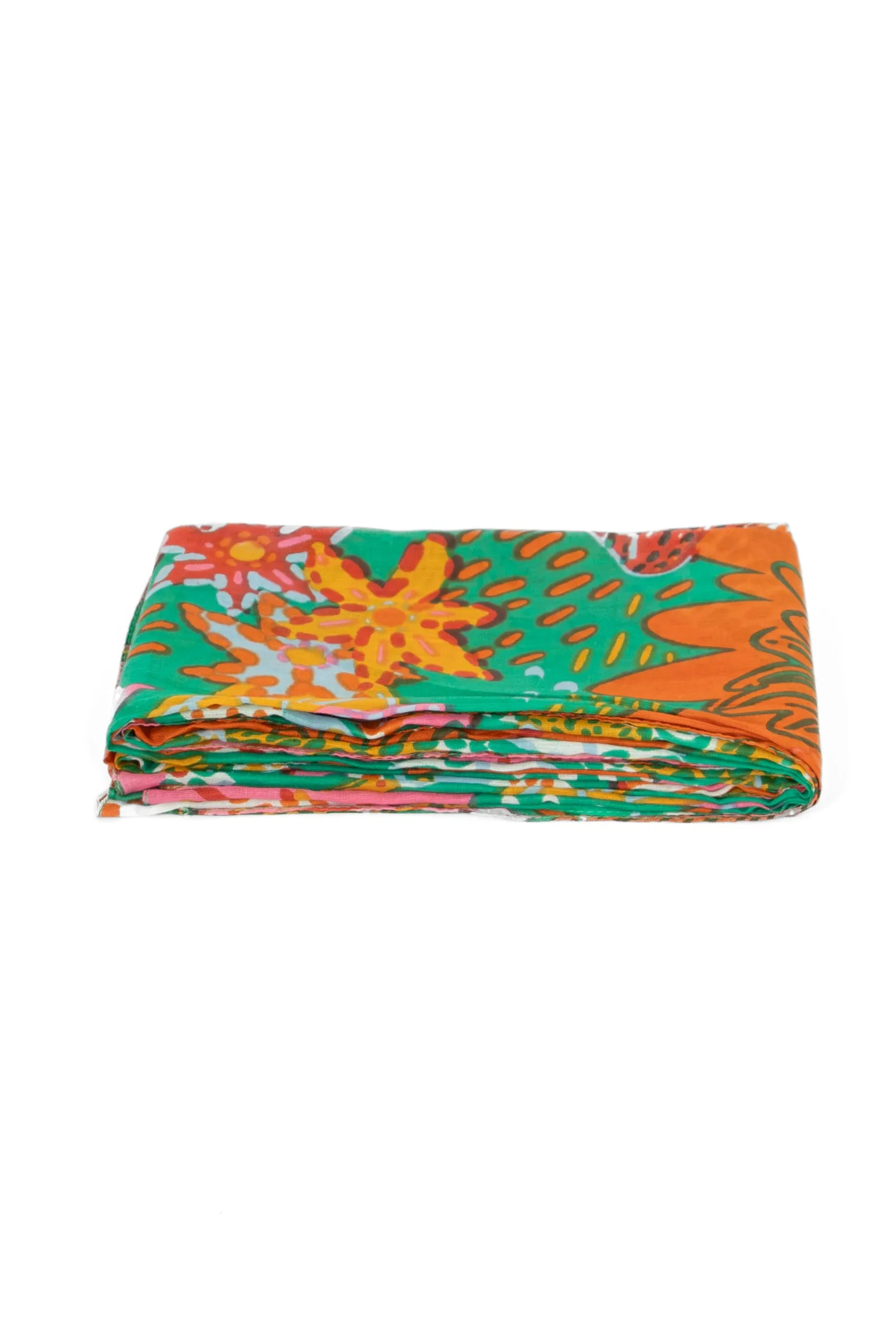Amara Lightweight Cotton Scarf - Green, Floral Jungle Print