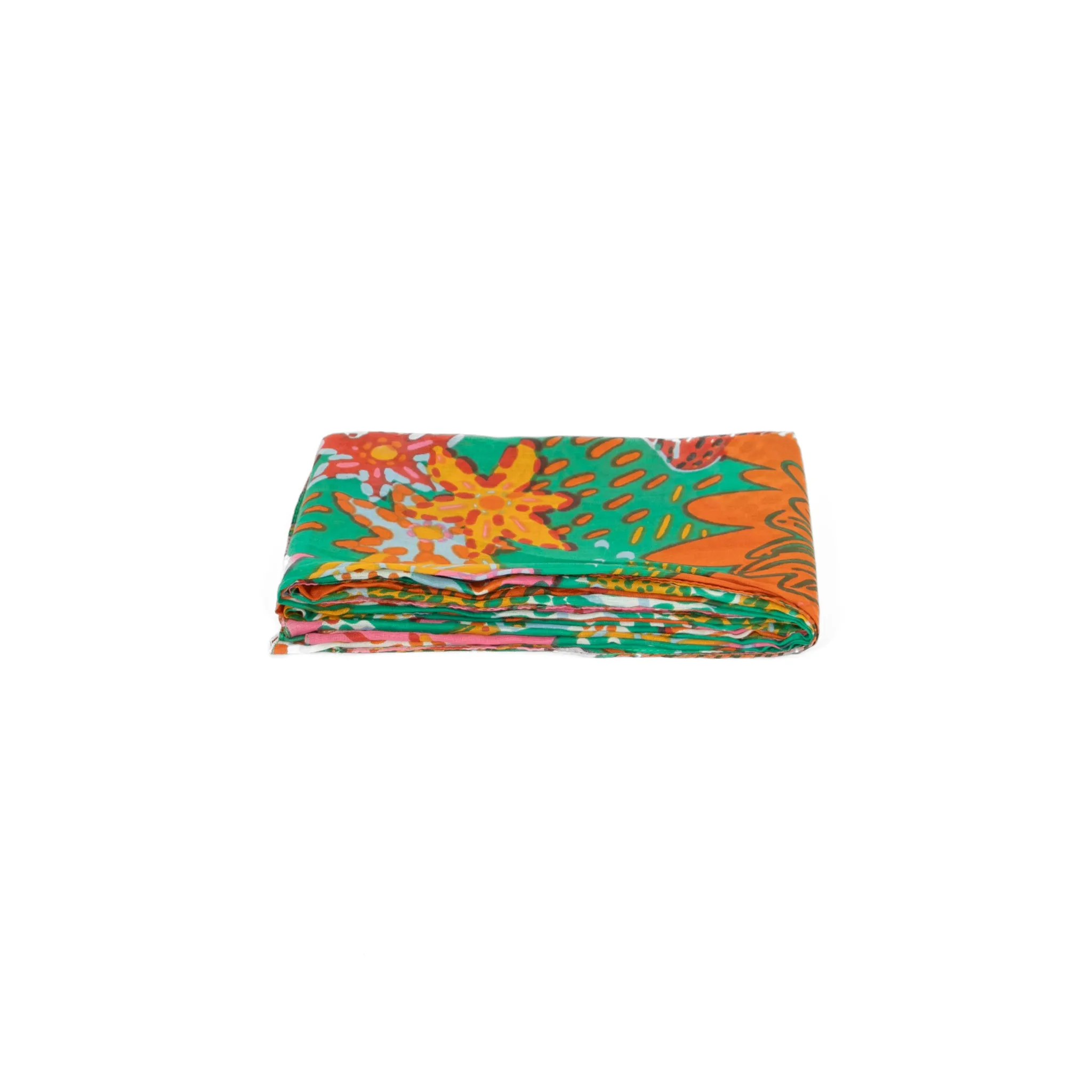 Amara Lightweight Cotton Scarf - Green, Floral Jungle Print