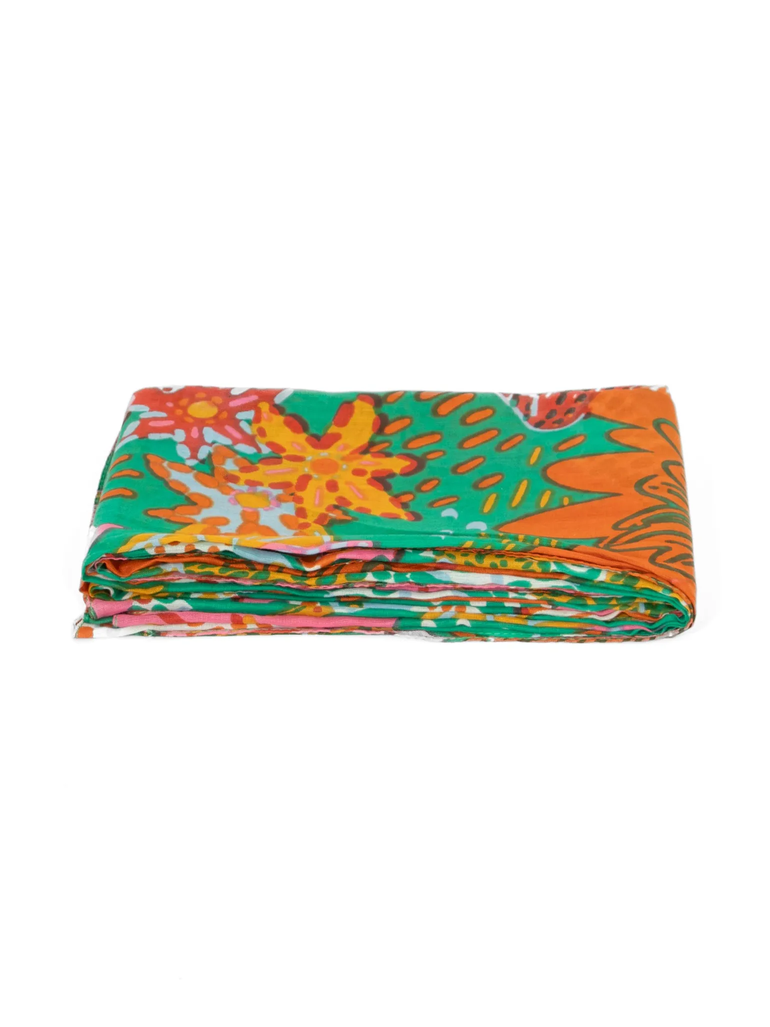 Amara Lightweight Cotton Scarf - Green, Floral Jungle Print