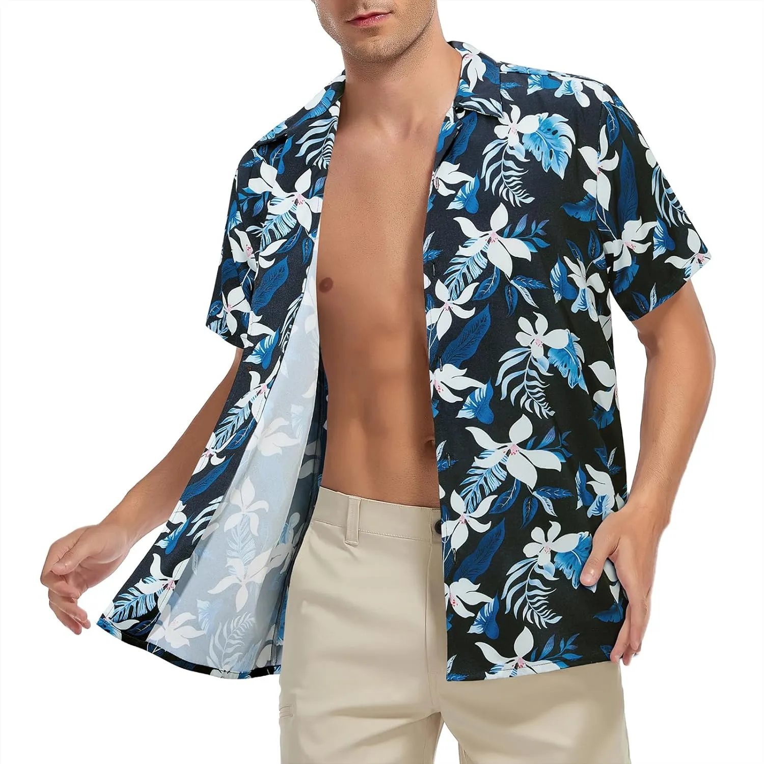 American Trends Hawaiian Shirt for Men Short Sleeve Tropical Beach Shirts Mens Casual Button Down Summer Vacation Wear