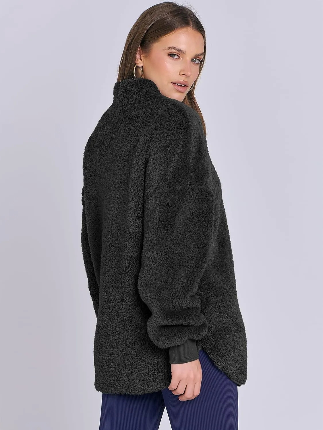 ANRABESS Women's Zip Up Sweatshirt Sherpa Fuzzy Fleece Hoodies Cozy Pullover Soft Sweaters Tops 2024 Fall Trendy Clothes