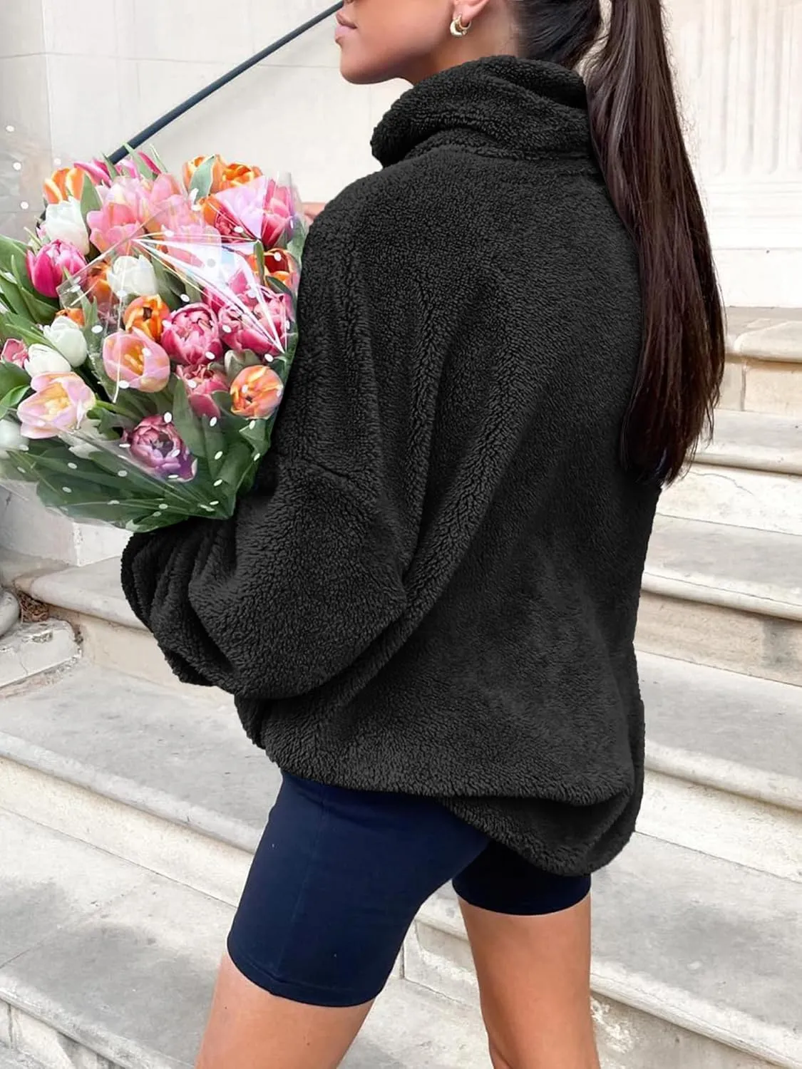 ANRABESS Women's Zip Up Sweatshirt Sherpa Fuzzy Fleece Hoodies Cozy Pullover Soft Sweaters Tops 2024 Fall Trendy Clothes