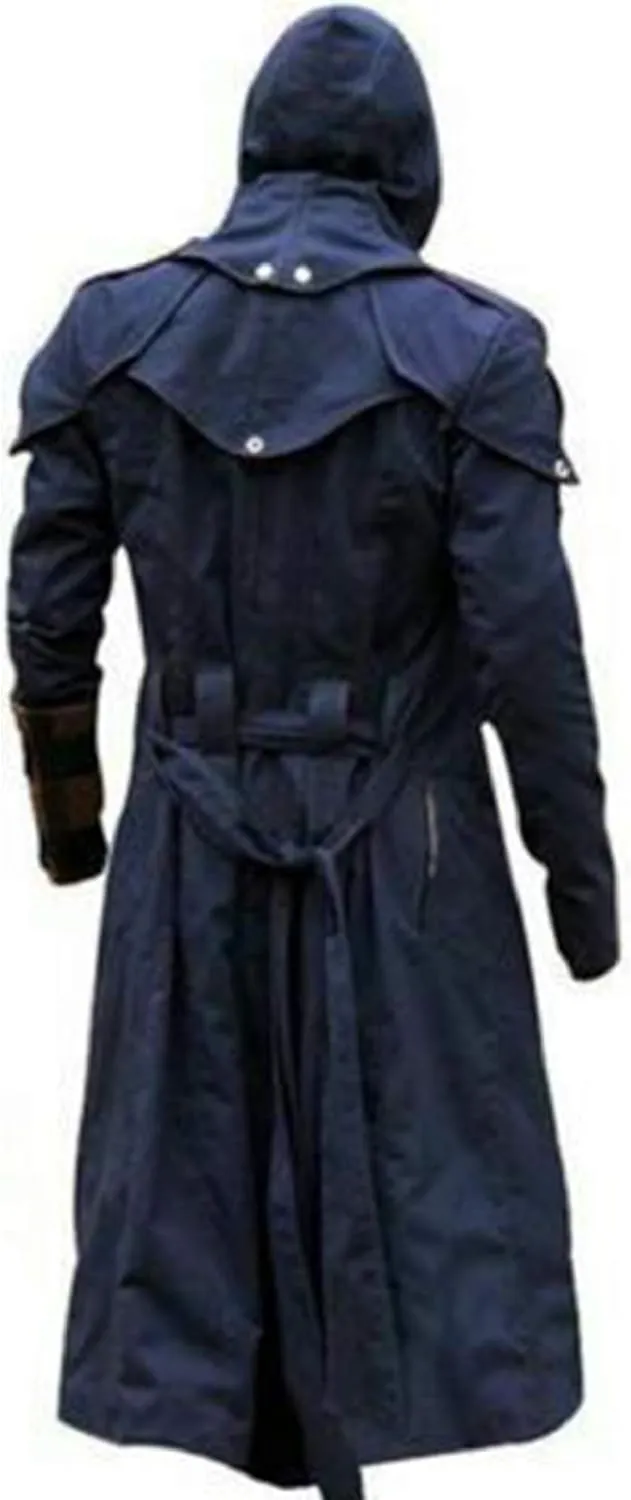 Assassin's Creed Unity Arno Dorian Denim Cloak Cosplay Costume Coat with Hoodie