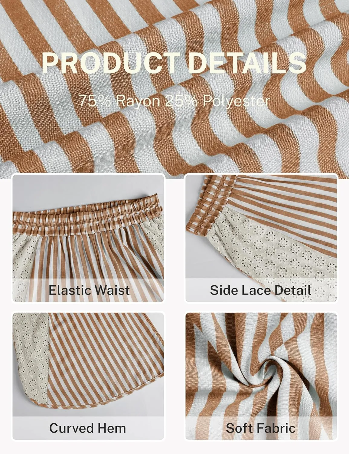 Athlisan Womens Summer Casual Loose Striped Wide Leg Lounge Pants Elastic Waist Palazzo Trousers