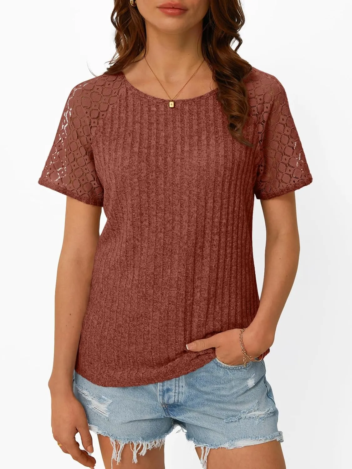 AUTOMET Womens Short Sleeve Sweater Crewneck Business Tops Dressy Casual Shirts Trendy Tunic Summer Clothes 2025