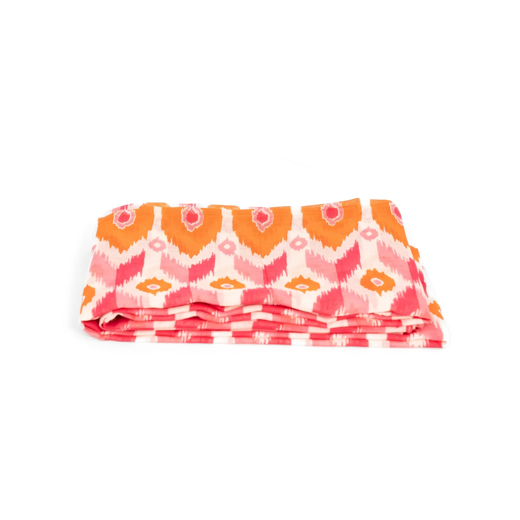 Ayla Lightweight Scarf - Pink/Orange, Ikat Print