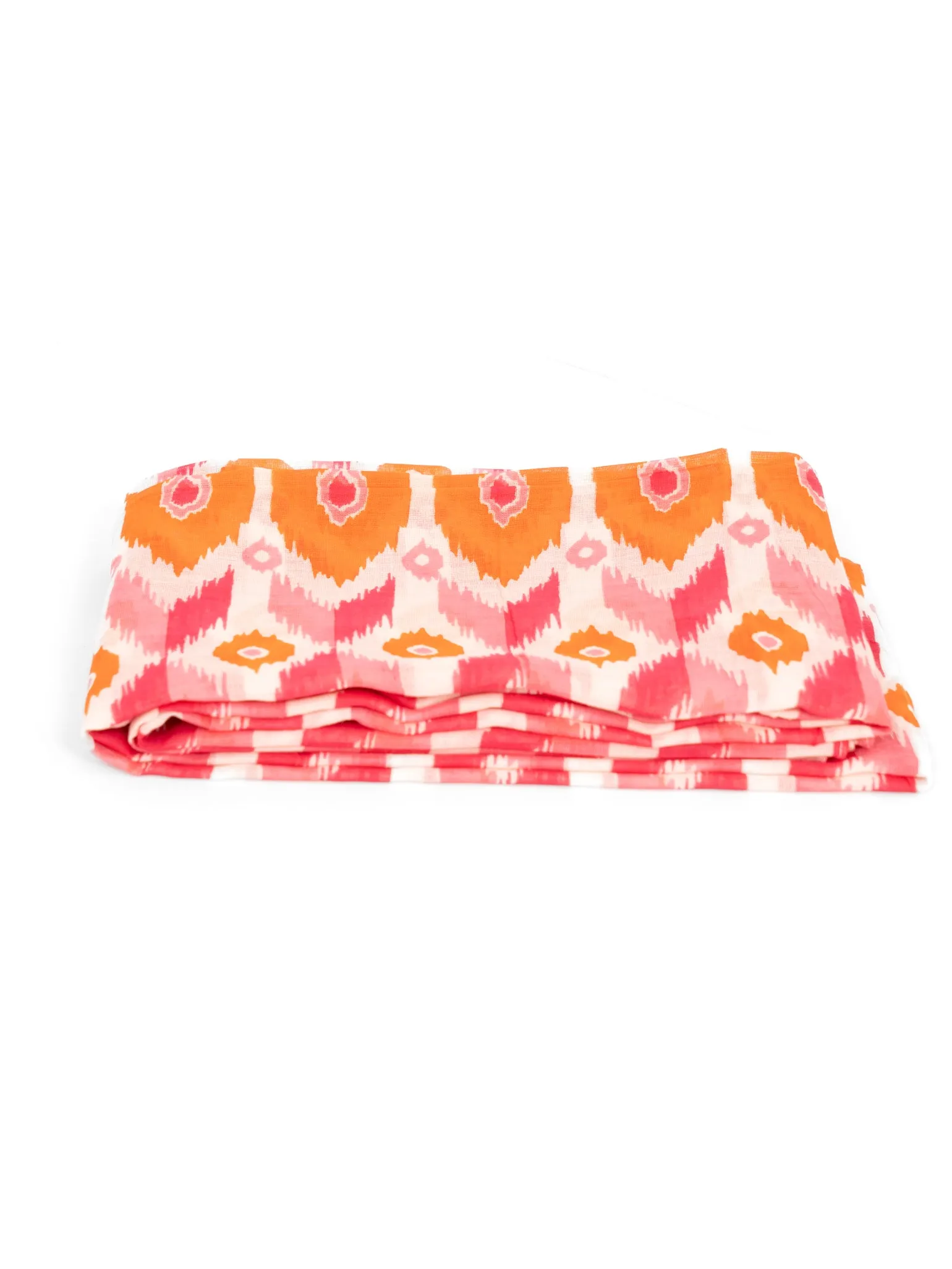 Ayla Lightweight Scarf - Pink/Orange, Ikat Print