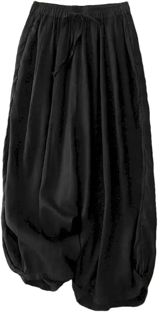 Bciopll Solid Pants for Women Loose Casual Summer Basic Elastic Waist Harem Trouser