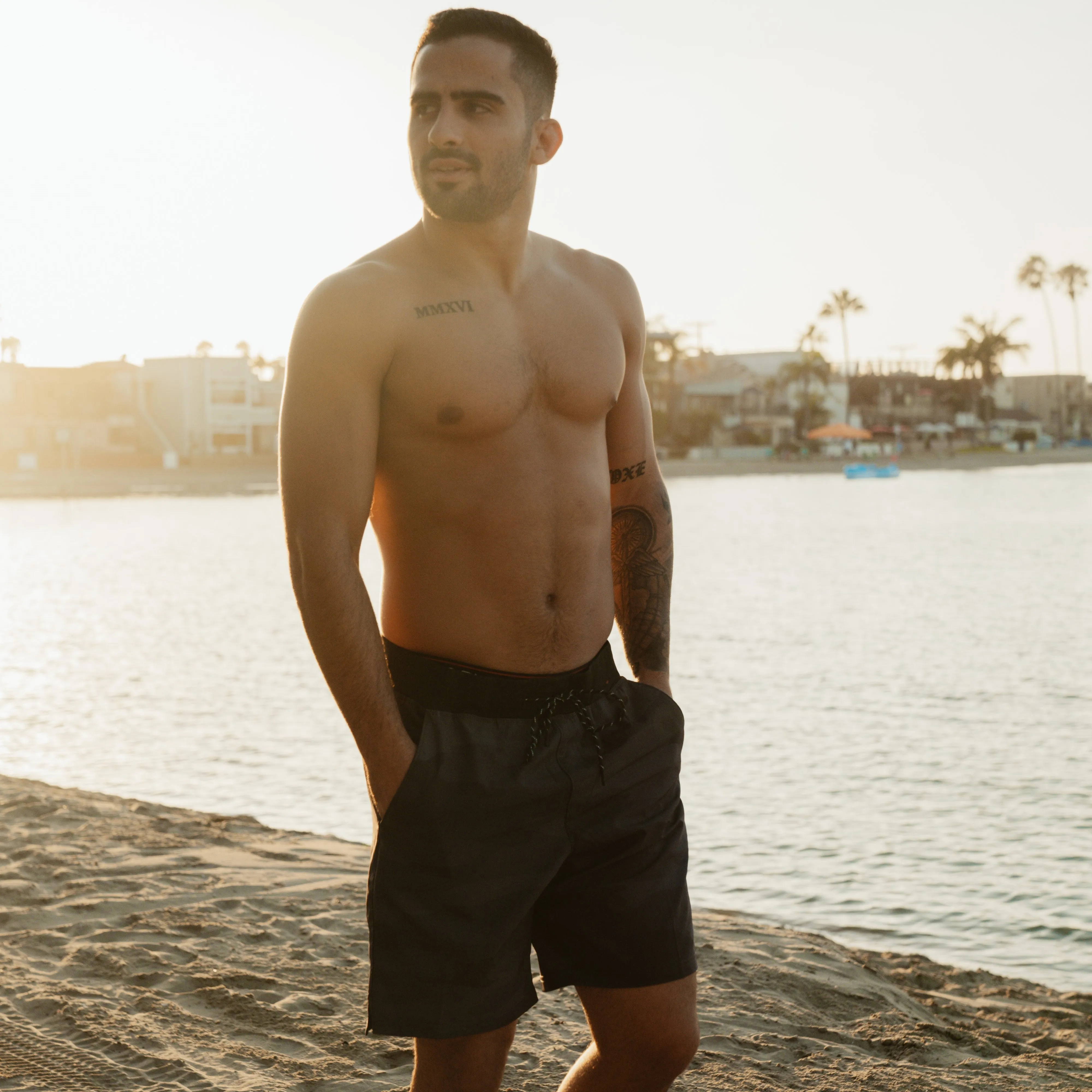 Black Camo Elastic Shorts