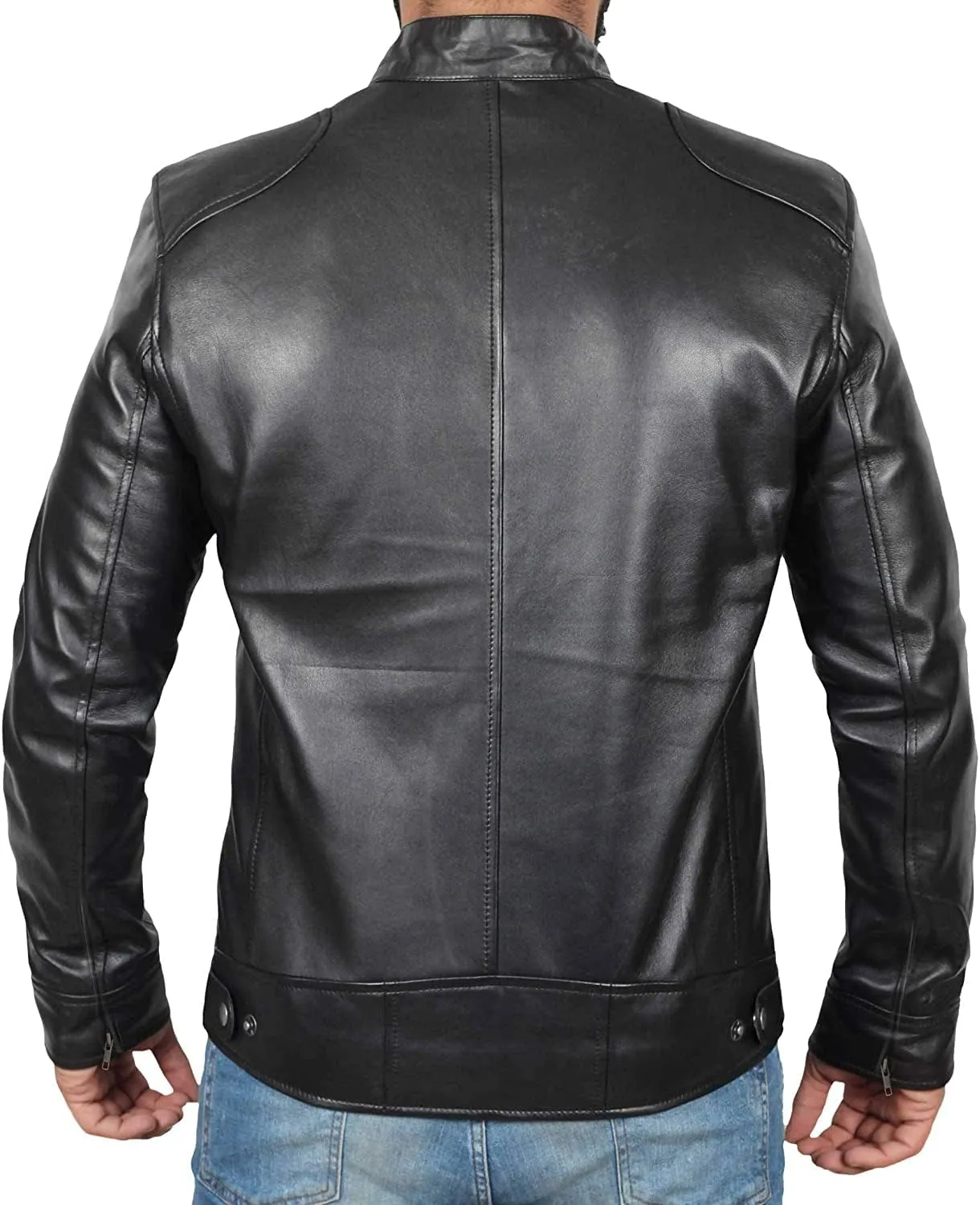 Black Leather Jacket Men - Lambskin Motorcycle Mens Leather Jackets