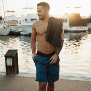 Blue Camo Elastic Shorts