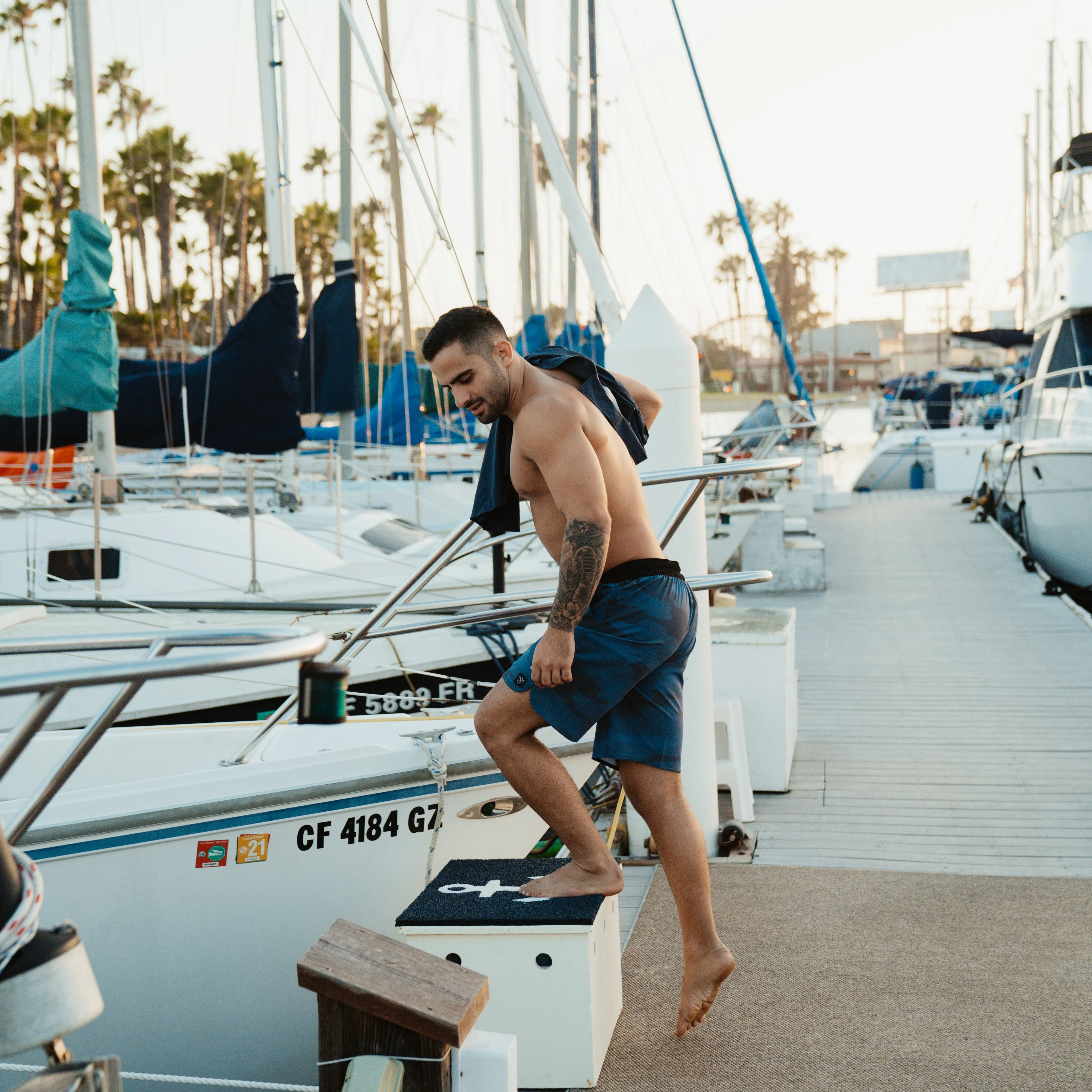 Blue Camo Elastic Shorts