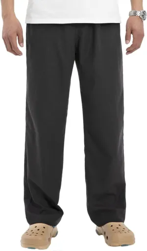 Bonnorth Men's Linen Loose Drawstring Elastic Waist Wide Leg Solid Casual Pants