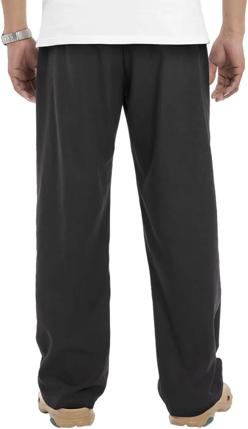 Bonnorth Men's Linen Loose Drawstring Elastic Waist Wide Leg Solid Casual Pants