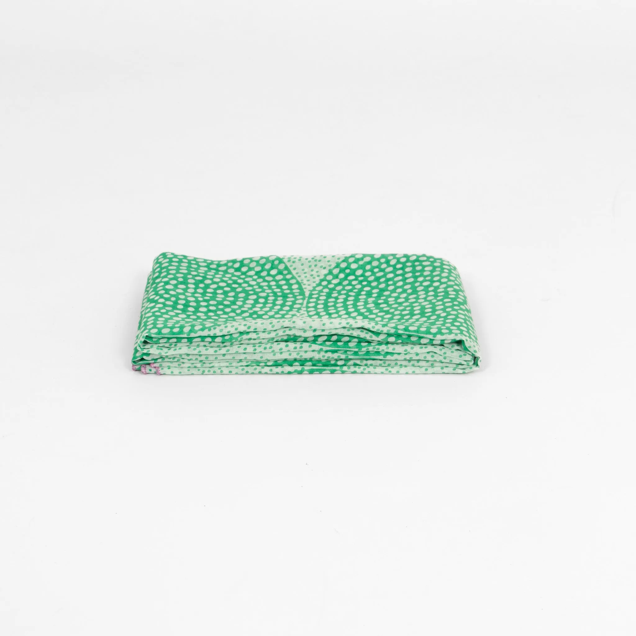 Camille Lightweight Cotton Scarf - Green, Polka Dot Circles