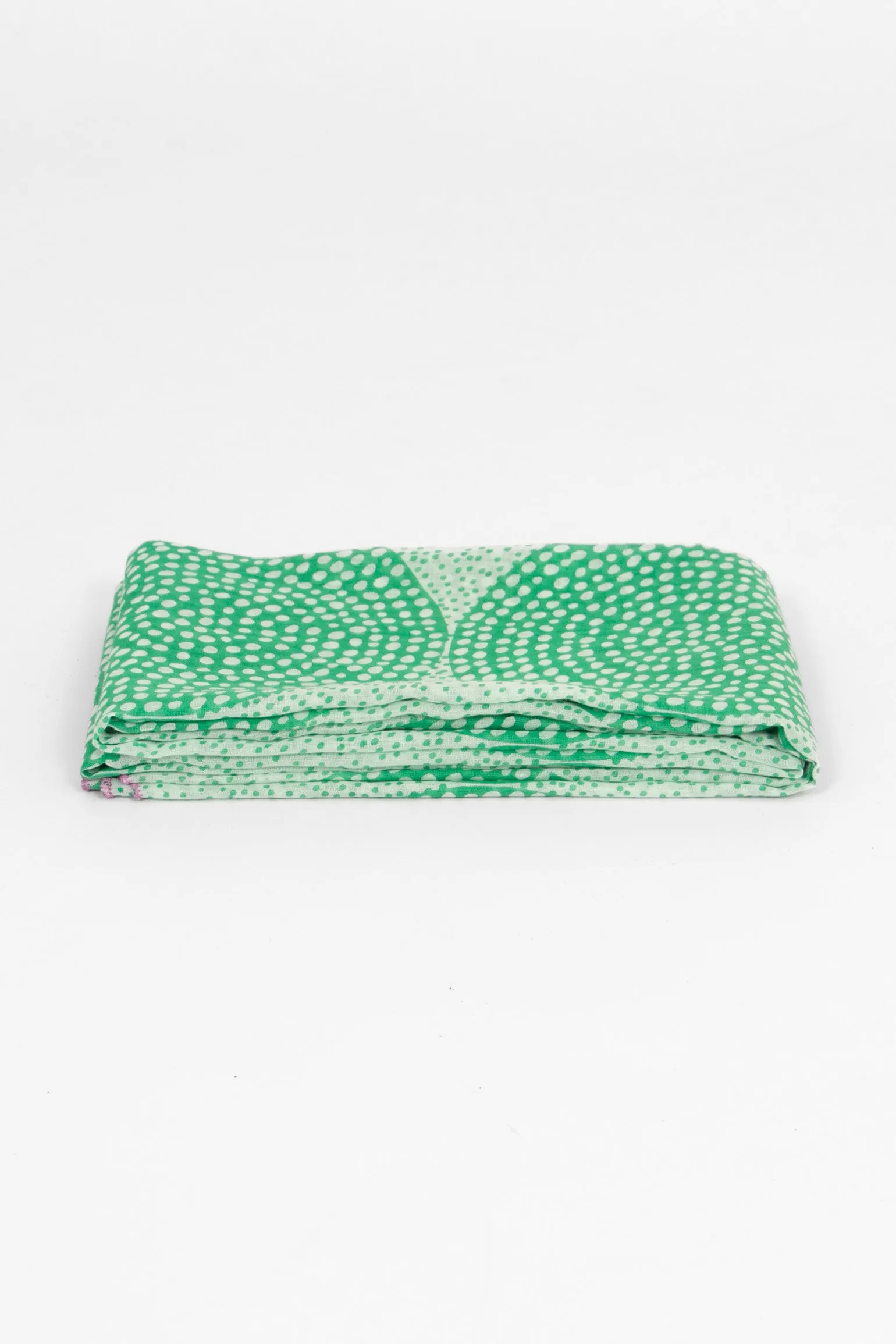 Camille Lightweight Cotton Scarf - Green, Polka Dot Circles