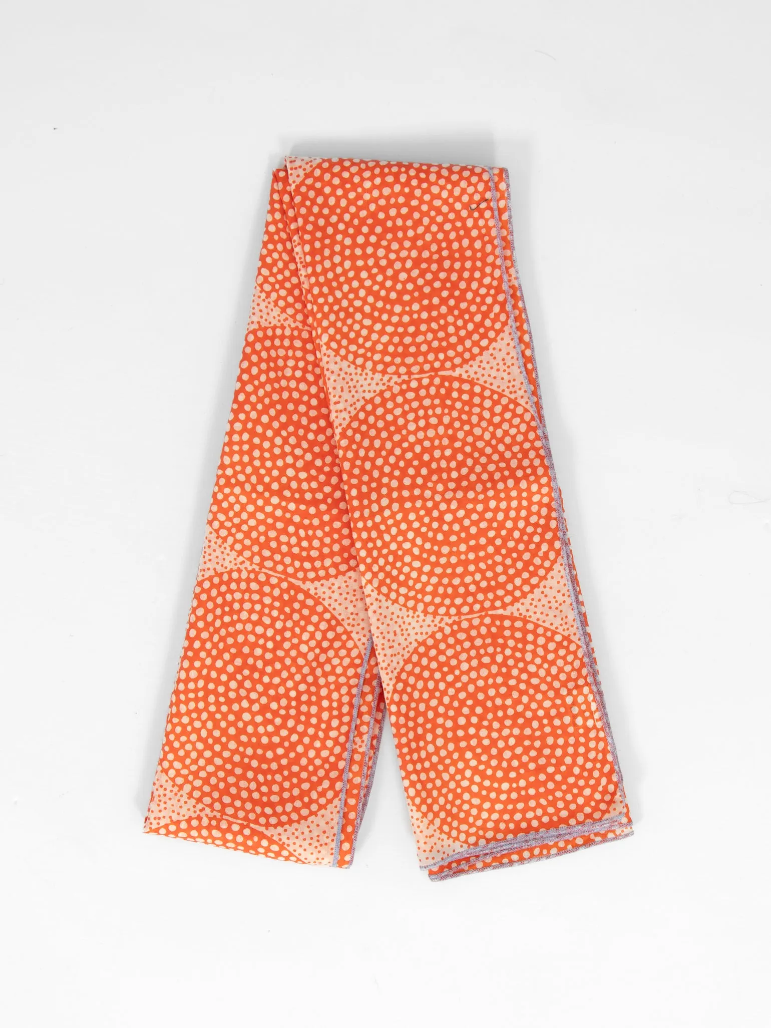 Camille Lightweight Cotton Scarf - Orange, Polka Dot Circles