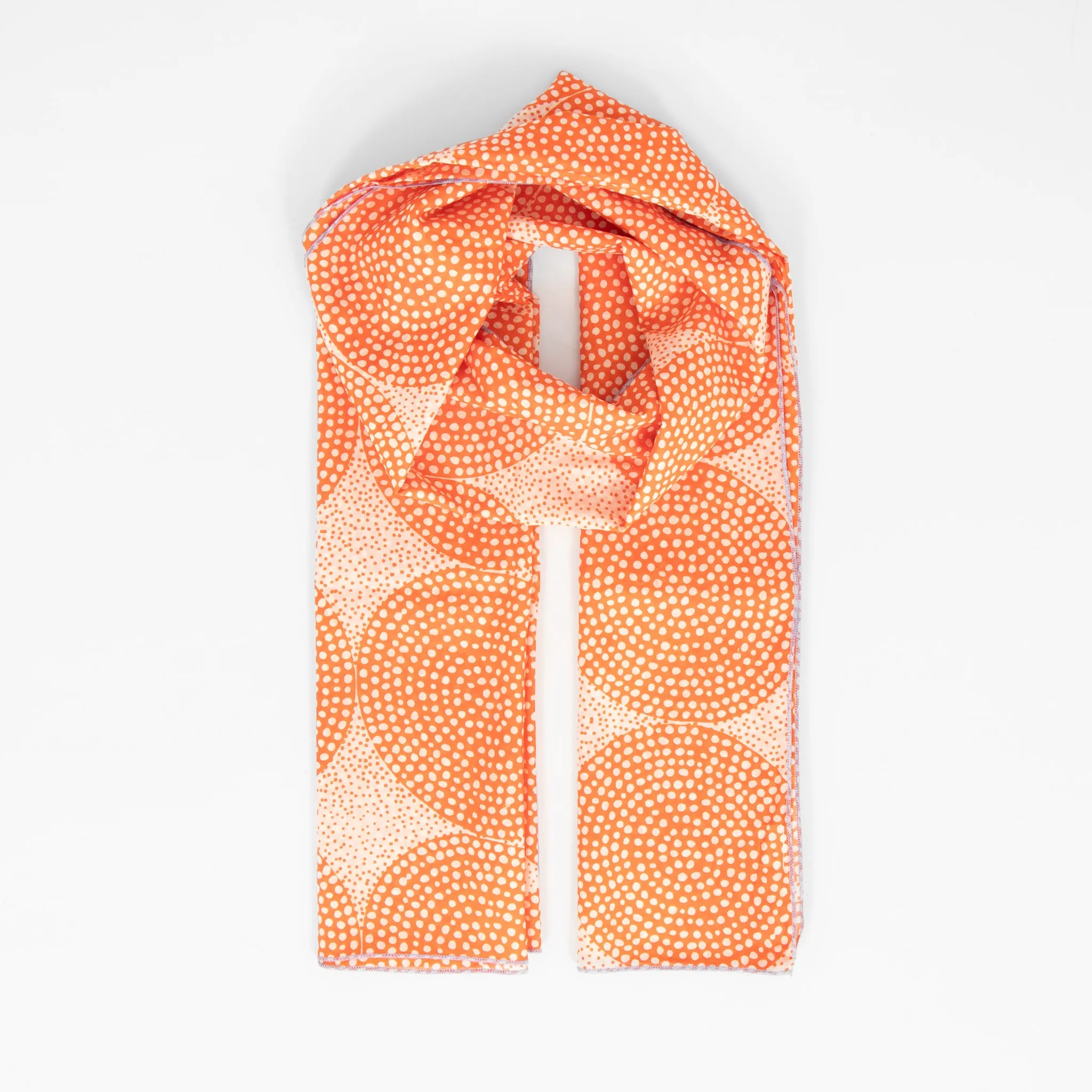 Camille Lightweight Cotton Scarf - Orange, Polka Dot Circles