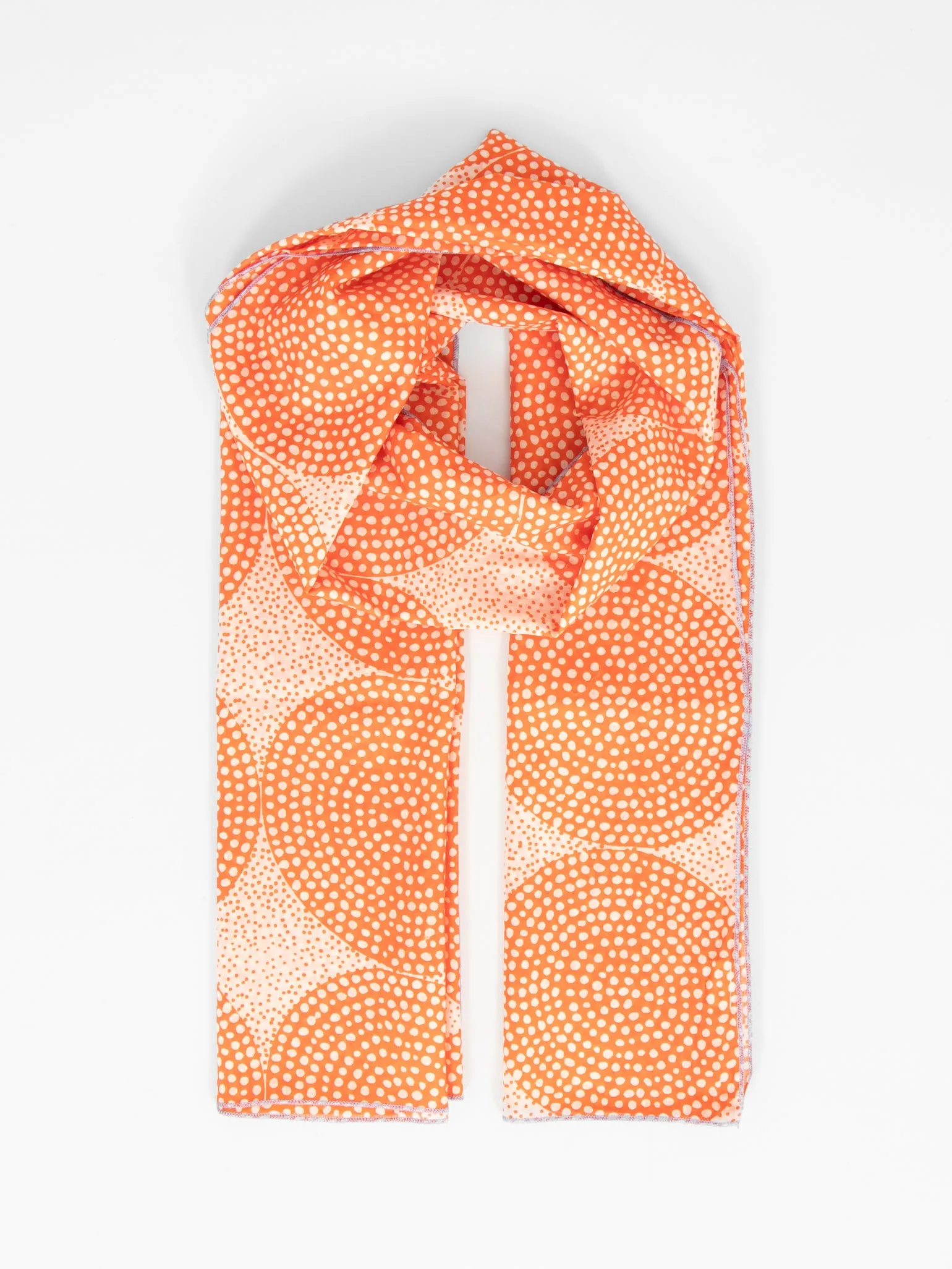 Camille Lightweight Cotton Scarf - Orange, Polka Dot Circles