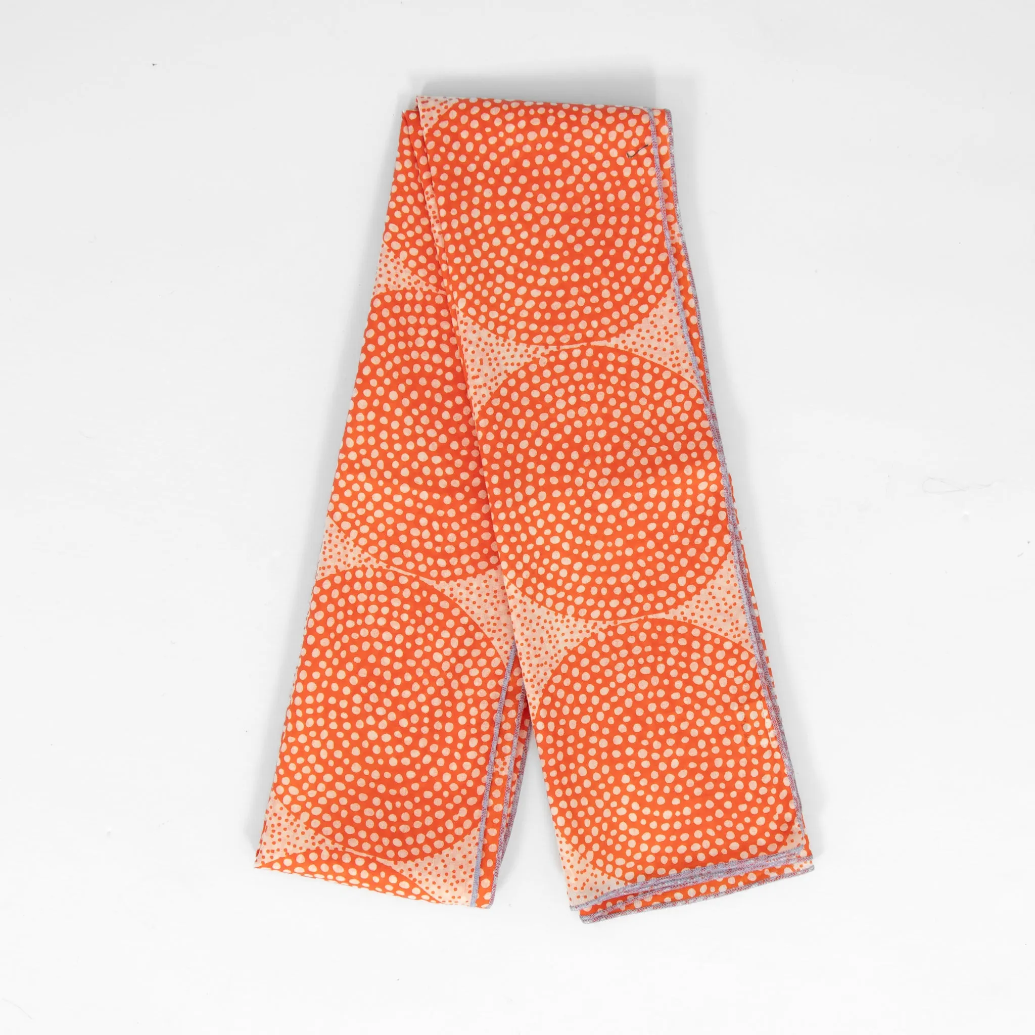 Camille Lightweight Cotton Scarf - Orange, Polka Dot Circles