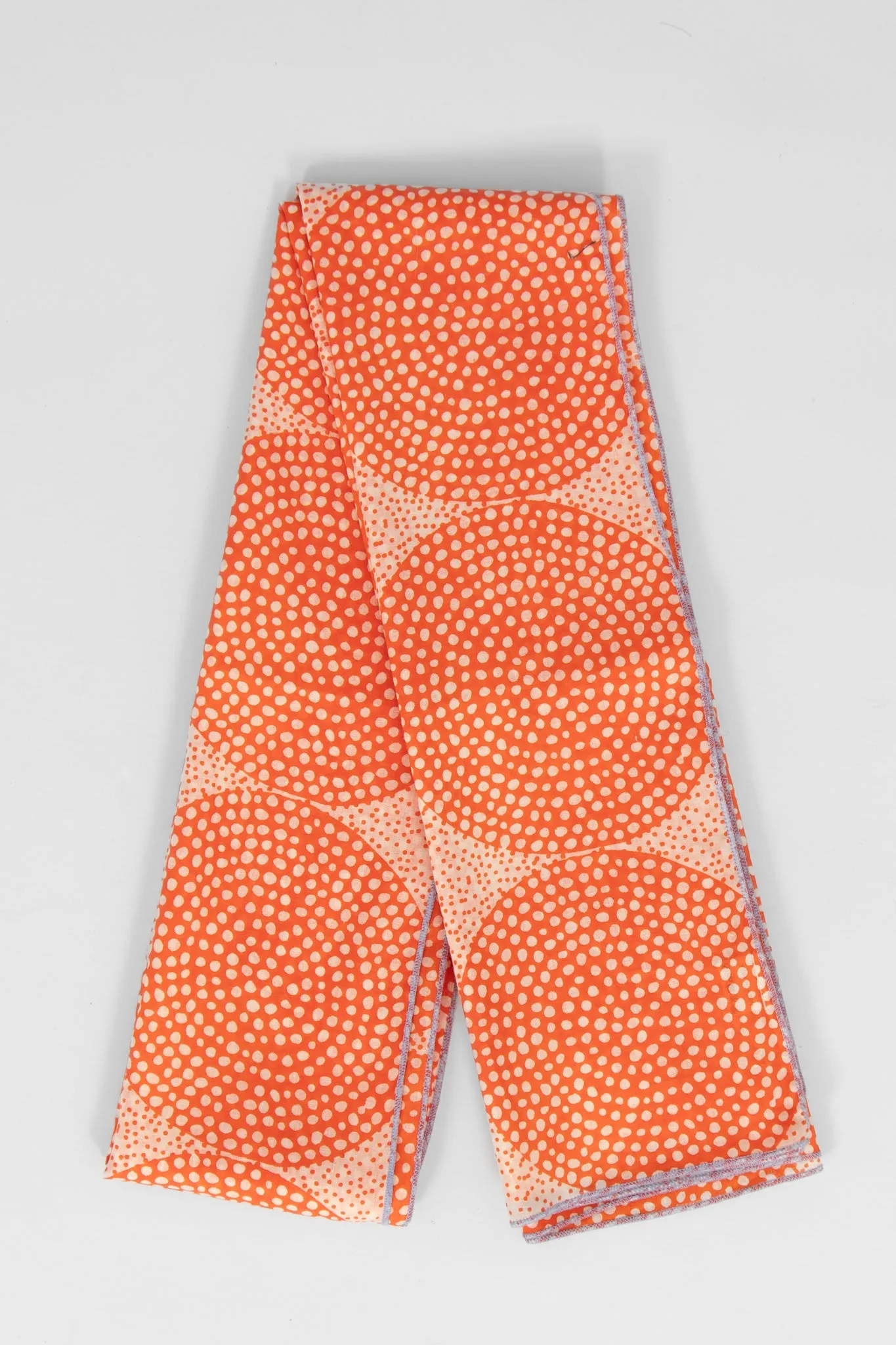 Camille Lightweight Cotton Scarf - Orange, Polka Dot Circles