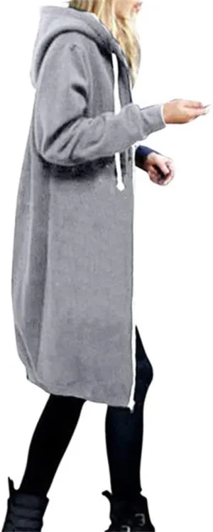 Canbebig Oversized Hoodies for Women Zip Up Long Sweatshirts Fleece Lined Jackets Plus Size Trench Coats Tunic Sweatshirts