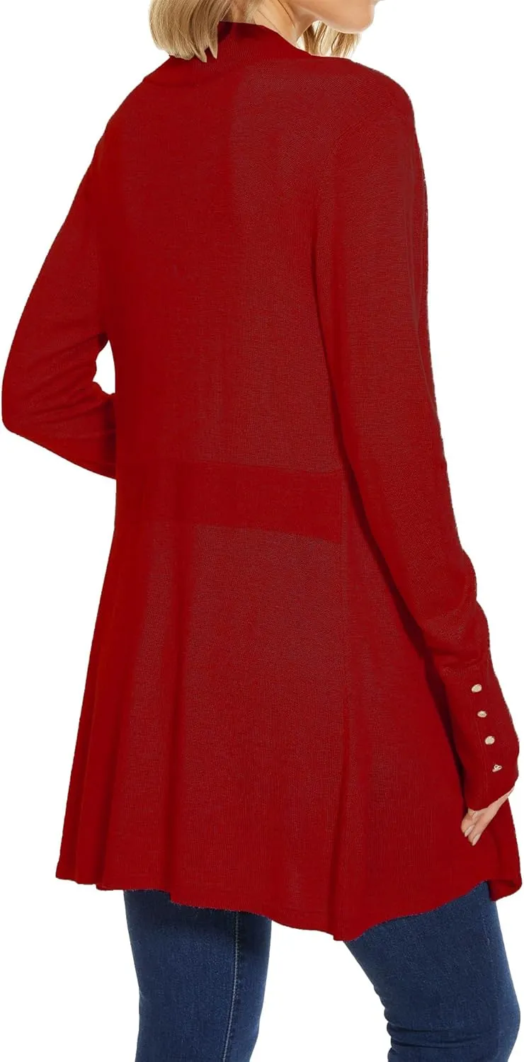 Cardigan Sweaters for Women Dressy Casual Open Front Long Sleeve Lightweight Cardigans for Spring Early Fall