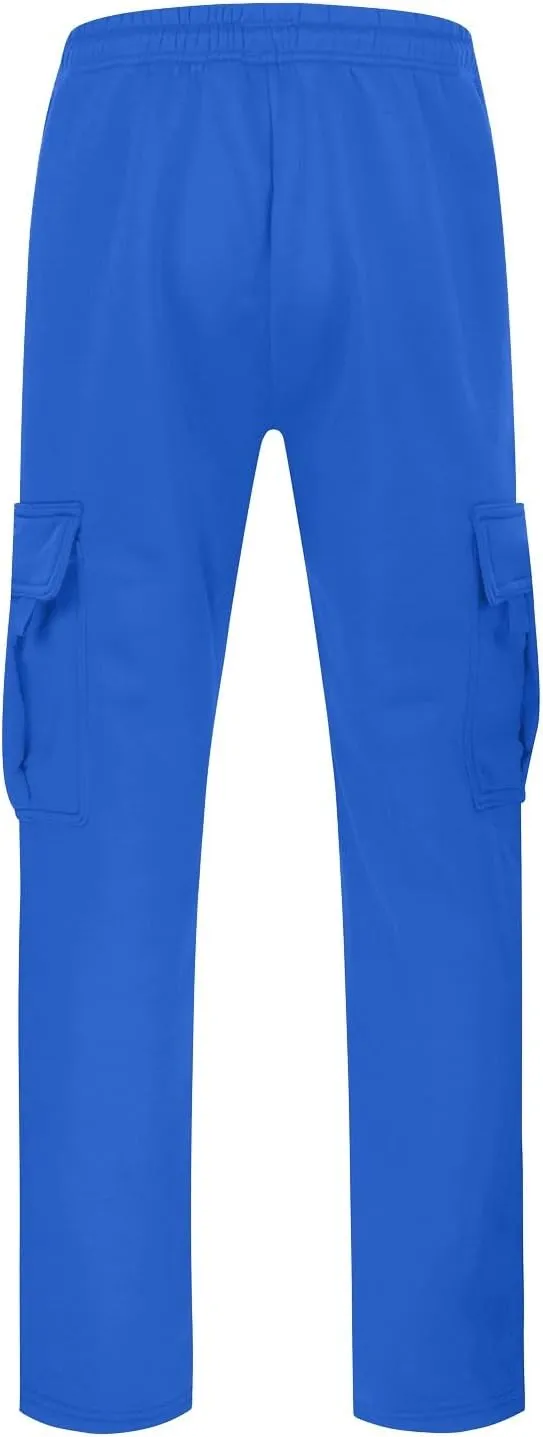 Cargo Sweatpants for Men Heavyweight Fleece Baggy Elastic Waist Drawstring Joggers Fall Trousers with Pockets