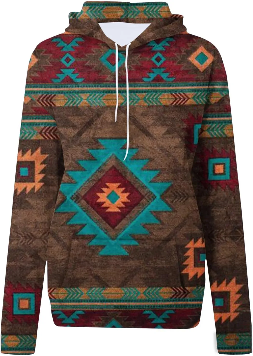 Ceboyel Women Western Aztec Hoodies Fashion Sweatshirt Pullover Ethnic Vintage Graphic Shirts Tops Causal Fall Clothes
