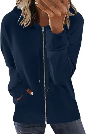 Ceboyel Women'S Zip Up Hoodies 2023 Long Sleeve Hooded Jackets Quarter Zip Pullover Sweatshirt Trendy Casual Fall Clothes